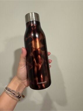 Starbucks Stainless Steel Tortoiseshell Pattern Water Bottle - Brown & Black